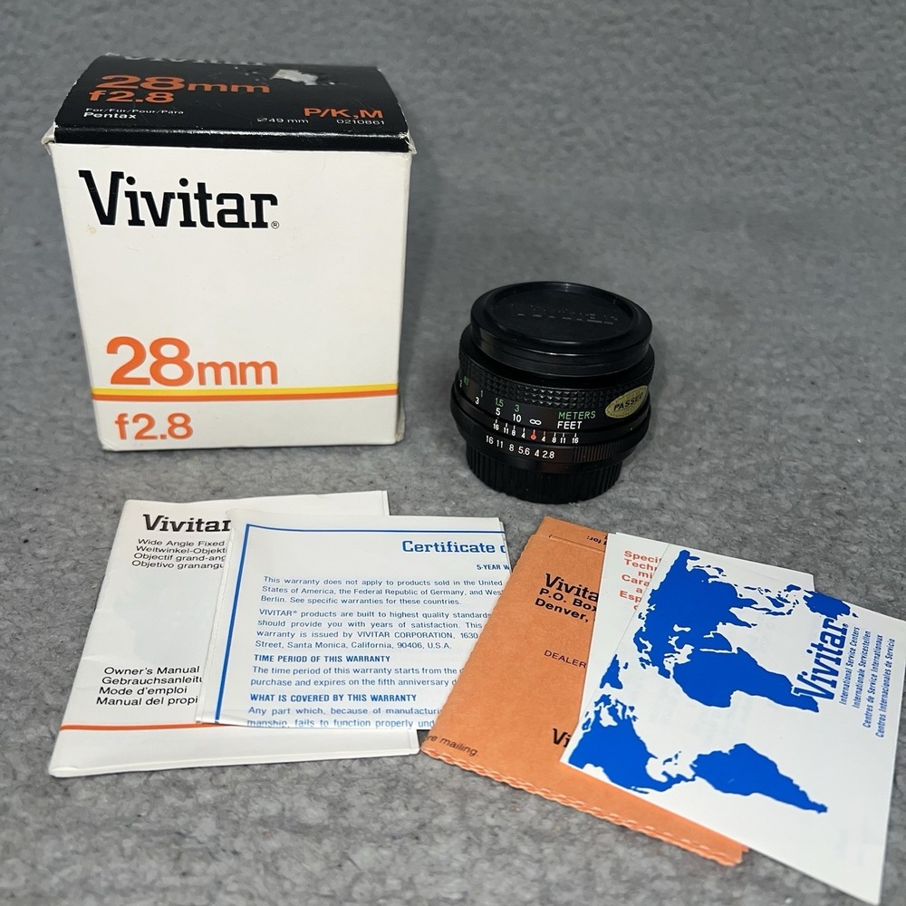 Vivitar 28mm f/2.8 Wide Angle Lens MC Ø49mm Manual Focus Lens